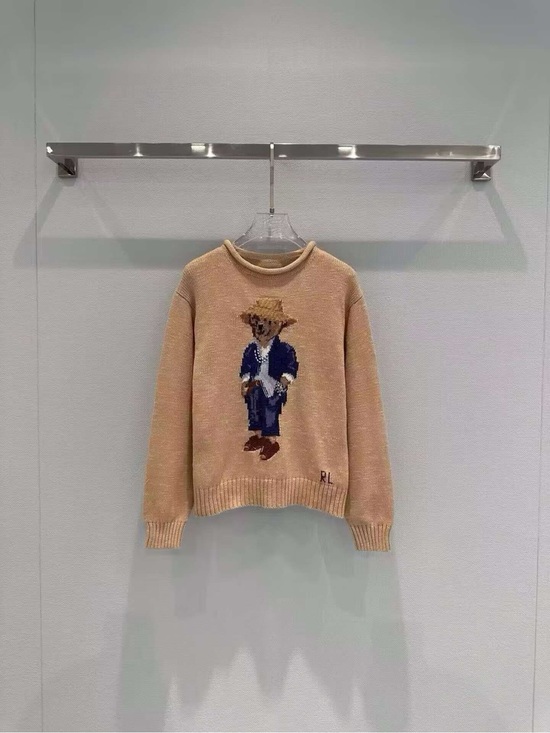 Polo Ralph Lauren Sweaters - Polo by Ralph Lauren Beige Crewneck Sweater with Bear Motif